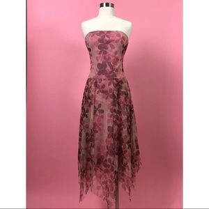 BCBG MaxAzria pink strapless handkerchief dress 4S